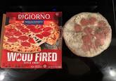 IT'S NOT DELIVERY. IT'S DIGIORNO.. DIGIORNO PREMIUM PEPPERONI pepperoni made with pork & beef 180 100% REAL cheese V PERFECTLY CRISP WOOD FIRED PER 1/3 PIZZA 370 7 1000 CALORIES STYLE CRUST 17 240 SEE NUTRITION INFORMATION PROTEIN CALCOM FOR TOTAL FAT SAT FAT AND SODIUM CONTENT SERVING SUGGESTION PIZZA COOK THOROUGHLY NET WT 15.7 OZ (445g)