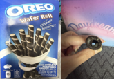 OREO Wafer Roll CREAMY MUNCHY PEN Daydrea 1 khẩu phần Trong mỗi 18 g chứa: 85 kcal HALAL INDONESIA ID00410000115520121 OREO WAFER ROLL WITH VANILLA FLAVORED CREAM Net weight: 54 g (3 packs x 18g) Khối Long tinh 540 13 gói x 180 IMAGES FOR ILLUSTRATION PURPOSES ONLY Hình ảnh chỉ mang tính chất minh họa