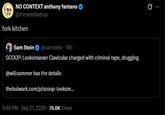 NO CONTEXT anthony fantano @theneedledrop fork kitchen Sam Stein @samstein 16h SCOOP: Looksmaxxer Clavicular charged with criminal r---, drugging. @willsommer has the details thebulwark.com/p/scoop-looksm... 9:46 PM - Sep 21, 2026 -76.8K Views Q