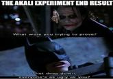 THE AKALI EXPERIMENT END RESULT What were you trying to prove? That deep down, everyone's as ugly as you?