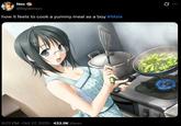 A viral tweet. It reads, "how it feels to cook a yummy meal as a boy #Male."