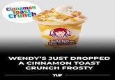 Cinnamon Toast Crunch mont BLASTED WITH REAL CINNAMON WENDY'S JUST DROPPED A CINNAMON TOAST CRUNCH FROSTY YUP