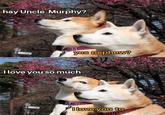 hay Uncle Murphy? yes nephew? I love you so much I love you to