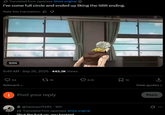 Translated from Japanese Show original ✪ I've come full circle and ended up liking the SBR ending. Rate this translation: 0:04 6:49 AM - Sep 26, 2026-443.2K Views 54 Relevant tl 1K | Post your reply iggle ar 8.1K 1K View quotes > @haohao11345-10h Translated from Japanese Show original Shut the f--- up you bastard Reply Ø...