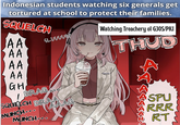AA Indonesian students watching six generals get tortured at school to protect their families. SQUELCH SLUVUURP 4444 AAAA Watching Treachery of G30S/PKI THUD AA AA AA GH DRAG 000 SQUELCH DRENAAG MUNCH... MUNCH.O SPU RRR RTS