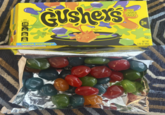 PER 12 PIECES 110 CALORIES Gushers FRUIT FLAVORED SNACKS 1₁ SAT FAT %DV 55 SODIUM 2% DV 13 ADDED SUGARS ENLARGED TO SHOW DETAIL ILLUSTRATION ONLY TROPICAL NIGHTMARE™ ods. Chiliare shoOIO DO supervised while eating. SHOW DETAIL PUSH IN HERE NET WT 3.06 OZ (86g)