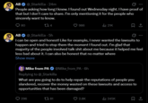 AB @_Starkilla - 24m People asking how long I knew. I found out Wednesday night. I have proof of that but I don't care to share. I'm only mentioning it for the people who sincerely want to know. AB 080 174 @_Starkilla - 5h 986 ili 21K I can be open and honest! Like for example, I never wanted the lawsuits to happen and tried to stop them the moment I found out. I'm glad that majority of the people involved talk s--- about me because it helped me feel less bad about it. I can also be honest that no matter where Show more Mike from PA@Mike_from_PA - 6h Replying to @_Starkilla What are you going to do to help repair the reputations of people you slandered, recover the money wasted on these lawsuits and access to opportunities that has been damaged? 296 81 2.8K 245K 口企