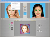 Miss Abrosoft FantaMorph File Edit View Sequence Movie Play Tools Add-Ins Help Diagnose Morphing Capacity Test Preview Performance. Choose Skin... Import Skin File Choose Language... Edit Options... Export Options. 10 Samplesmiss1.pg 138x1 38 41,0 223% . 199x199 199x199 ▼ 100% 11% 3 20 In FantaMorph FantaM