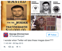 RO.RS $10,000 FOR THE MURDER TRAYVONMARTIN George Zimmerman @TherealGeorgez Follow I wonder when Twitter will take these images down??? 11:43 AM-28 Sep 2015 わ t346 ★71