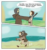 Now REY, I WILL TRAIN YOu TO BECOME A POWERFUL JEDI WITH THE BEST TRAINING METHOD I KNOW. FB/DAVEGONGORA.ART