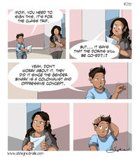 #115 , YOU NEED T SIGN THIS, IT'S FOR THE CLAGe TRIP SUT... IT SAYS PTHAT THE DORMS wil BE CO-ED!? YEAH, DON'T DID IT SINCE THE GENDER BINARY 1S A COLONIALIST AND www.assignedmale.com