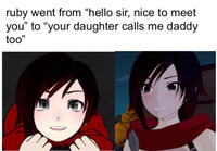 ruby went from "hello sir, nice to meet you" to "your daughter calls me daddy too" 13