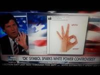 white power FOX NEWS 10:51 cT OK' SYMBOL SPARKS WHITE POWER CONTROVERSY TUCKER CARLSON toniahta TuckerCarlson ELECTION DAY LAST NOV THROUGH THIS SEPT NYPD ESTIMATES IT SPENT $24