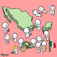 Inspirational cartoon of Mexico being lifted up from the rescue workers