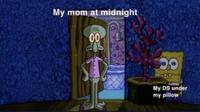 My mom at midnight 00 My DS under my pillow