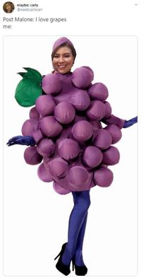 maybe: carly @waddupitscar Post Malone: I love grapes me: