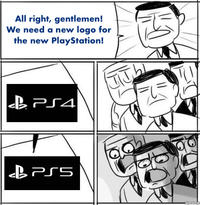 All right, gentlemen! We need a new logo for the new PlayStation! B PS4 zipmeme