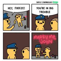 SAFELY ENDANGERED WEBTOON HEY, FREEZE! YOU'RE IN BIG TROUBLE MARRY me, JOHN ఉచు
