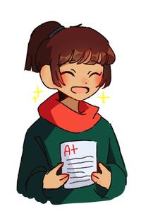 she finally finished studying. good for her.