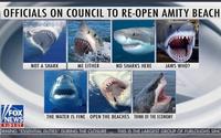 OFFICIALS ON COUNCIL TO RE-OPEN AMITY BEACH NOT A SHARK ME EITHER NO SHARKS HERE JAWS WHO? V/FOX THE WATER IS FINE OPEN THE BEACHES THINK OF THE ECONOMY NEWS 1:31 CT ORMING "ESSENTIAL DUTIES" DURING THE CLOSURE THIS IS THE LARGEST GROUP OF FURLOUGHS SINC ...