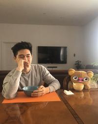 stuffed bear eye mouth eye emoji eating cereal