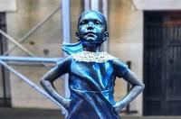 Fearless Girl statue in NYC RBG tribute