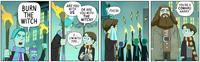 ARE YOU WITH US YOU'RE A COWARD, HARRY BURN THE WITCH OR ARE YOU WITH THE WITCH? PHEW OLO I... I'M WITH YOU...