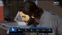 FOX NLCS ATL LEADS 2-1 PITCHES - 87 22 CLAYTON KERSHAW 3R 3 ER 1 BB 4 K 5+ IP 7H RESPONSIBLE FOR RUNNER ON 2ND