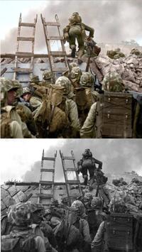 Moments after this photo was taken, Lt Baldomero Lopez would earn the <a href="http://nedforney.com/index.php/2018/03/24/medal-of-honor-baldomero-lopez/">Medal of Honor</a> when he was wounded trying to throw a grenade at an enemy position.
The following is his Medal of Honor citation:
"For conspicuous gallantry and intrepidity at the risk of his life above and beyond the call of duty as a Marine platoon commander of Company A, in action against enemy aggressor forces. With his platoon 1st Lt. Lopez was engaged in the reduction of immediate enemy beach defenses after landing with the assault waves.
Exposing himself to hostile fire, he moved forward alongside a bunker and prepared to throw a hand grenade into the next pillbox whose fire was pinning down that sector of the beach. Taken under fire by an enemy automatic weapon and hit in the right shoulder and chest as he lifted his arm to throw, he fell backward and dropped the deadly missile.
After a moment, he turned and dragged his body forward in an effort to retrieve the grenade and throw it. In critical condition from pain and loss of blood, and unable to grasp the hand grenade firmly enough to hurl it, he chose to sacrifice himself rather than endanger the lives of his men and, with a sweeping motion of his wounded right arm, cradled the grenade under him and absorbed the full impact of the explosion.
His exceptional courage, fortitude, and devotion to duty reflect the highest credit upon 1st Lt. Lopez and the U.S. Naval Service. He gallantly gave his life for his country."
Sources used in the image:
Original Photo taken by Marguerite Higgins. Currently unknown who colourised the image.
<a href="https://www.reddit.com/r/HistoryPorn/comments/7znwm8/first_lieutenant_baldomero_lopez_usmc_leads_the/">Source of Black and White Image</a>
<a href="https://thechive.com/2017/04/27/color-images-shows-brave-reality-of-the-korean-war-44-photos/">Source of Colour Image</a>