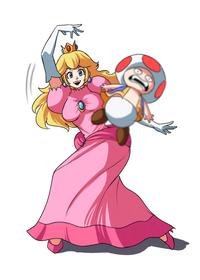 Peach throwing Toad