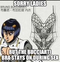SORRY LADIES BRUNO BUCCTARATI 布鲁诺,布加拉提内衣 A BUTTHE BUCCIARTI BRASTAYS ON DURING SEX imgfip.com Font Triangle