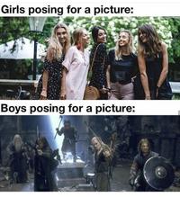 Girls posing for a picture: Boys posing for a picture: