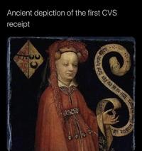 Ancient depiction of the first CVS receipt uhf ng iy si sim ni