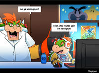 Are ya winning son? I won a few rounds Dad! I'm having fun! THOR thegreyzen Cartoon Vertebrate Organism Mammal Gesture Art Font Screenshot