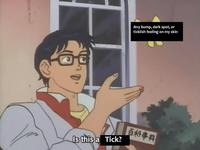 Any bump, dark spot, or ticklish feeling on my skin 百科事典 Is this a Tick? Cartoon Gesture Font Thumb