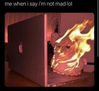 me when i say i'm not mad lol Computer Laptop Personal computer Lighting Font Fire Netbook Gas Art