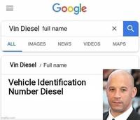 Google Vin Diesel full name ALL IMAGES NEWS VIDEOS МAPS Vin Diesel/ Full name Vehicle Identification Number Diesel imgflip com