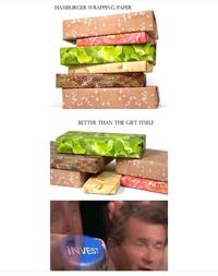 HAMBURGER WRAPPING PAPER BETTER THAN THE GIFT ITSELF INVEST