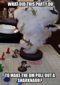 WHAT DID THIS PARTY DO TO MAKE THE DM PULLOUT A SHARKNADO?