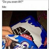 "Do you even lift?" Me: SEALED LIFT EASY OPEN PULL TAB BISC Mil