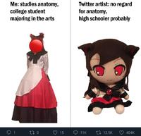 Me: studies anatomy, college student majoring in the arts Twitter artist: no regard for anatomy, high schooler probably 1 15 11K t7 12.5K 404K