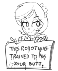 for "THIS ROBOTWAS TRAINED TO PES 77OUR BUTT,