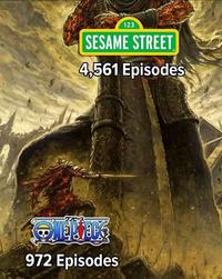 One Piece S Measly 972 Episodes Vs Sesame Street S Robust 4 561 Episodes Fantasy Painting Object Labeling Know Your Meme