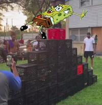 Spongebob on milk crates