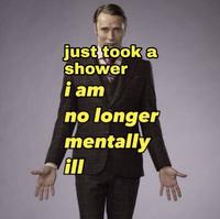 just took a shower i am no longer mentally ill