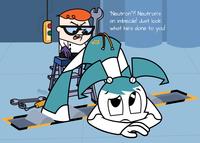 "Neutron"?! Neutron's an imbecile! Just look you! what he's done to dm29 .deviantart.com Cartoon Gesture Mode of transport Art Font