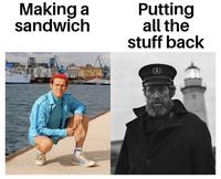 Making a sandwich Putting all the stuff back ll lH
