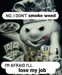 NO, I DON'T smoke weed I'M AFRAID I'LL lose my job