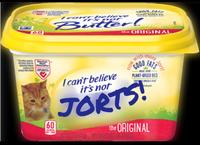 PLANTASe on nor Butter! the ORIGINAL now with PLANT-BASED OILS E ALr more GOOD FATS I cant believe it's not MAK FRM JORTS! 60 00 CALRES POR T TRUP the ORIGINAL Jort! MOU