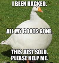 I BEEN HACKED. ALL MY GOOTS GONE. THIS JUST SOLD. PLEASE HELP ME. imgflip.com